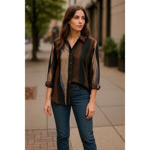 Banana Republic Twill Shirt Multi Zebra Print Long Sleeve Button Down Shirt